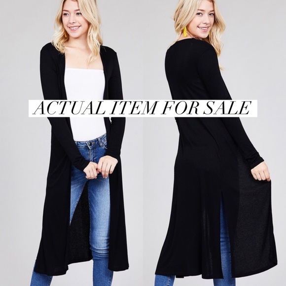 LAST 1🍂 black long cardigan slit side sweater - Picture 2 of 2
